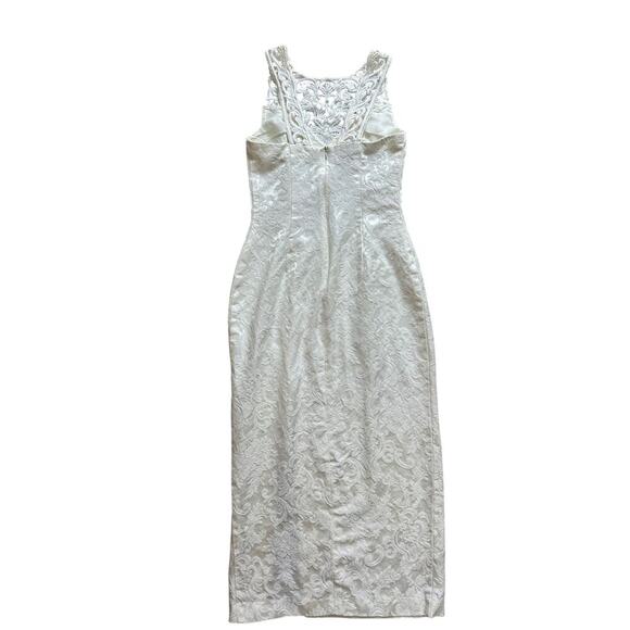 Romantic White Floral Embroidered Lace Dress Size 2 XS Midi Bridal Y2K Formal - Picture 2 of 7